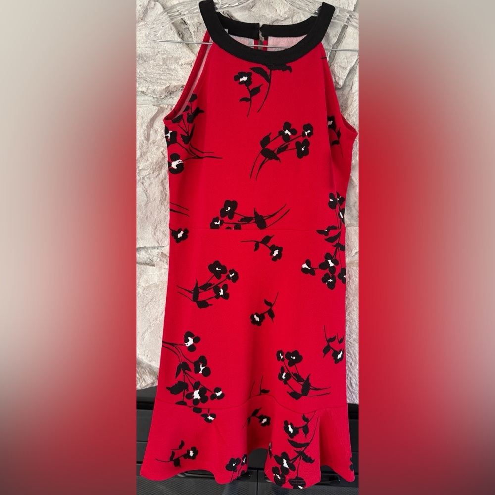 The Children’s Place | Girls Red & Black Sleeveless Floral Dress, Size 16, NWT